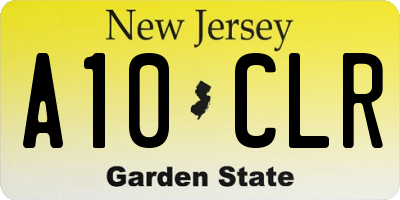 NJ license plate A10CLR