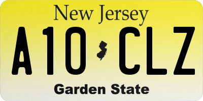 NJ license plate A10CLZ