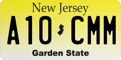 NJ license plate A10CMM