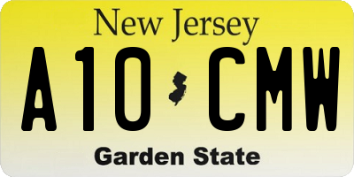 NJ license plate A10CMW