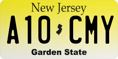 NJ license plate A10CMY
