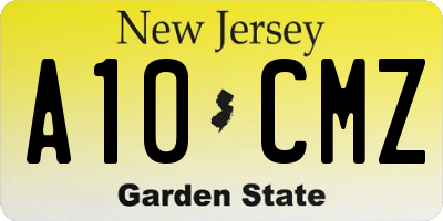 NJ license plate A10CMZ