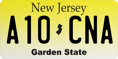 NJ license plate A10CNA