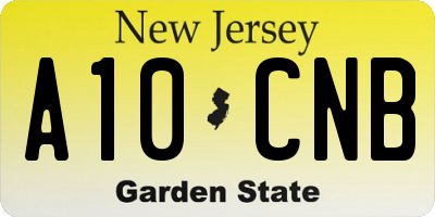 NJ license plate A10CNB