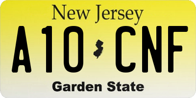 NJ license plate A10CNF