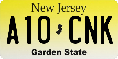 NJ license plate A10CNK
