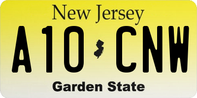 NJ license plate A10CNW