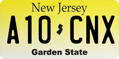 NJ license plate A10CNX