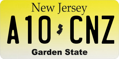 NJ license plate A10CNZ