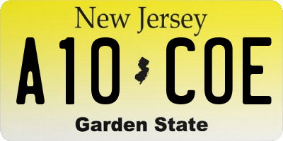 NJ license plate A10COE