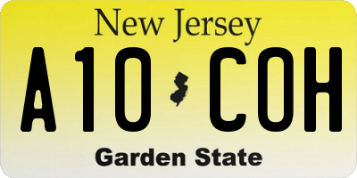 NJ license plate A10COH