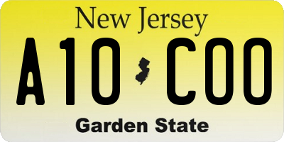 NJ license plate A10COO