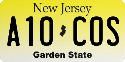 NJ license plate A10COS