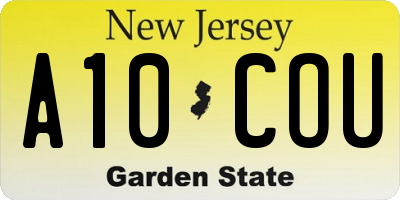 NJ license plate A10COU