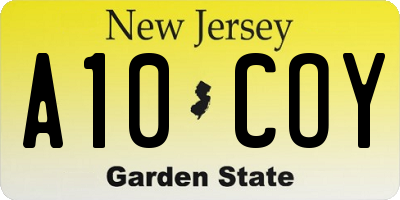 NJ license plate A10COY