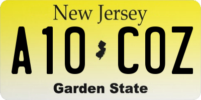 NJ license plate A10COZ