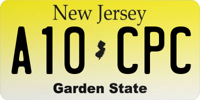 NJ license plate A10CPC