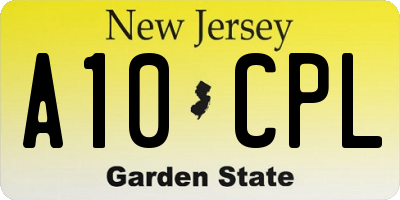 NJ license plate A10CPL