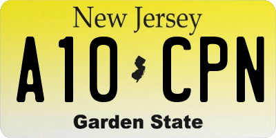 NJ license plate A10CPN