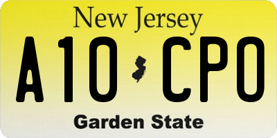 NJ license plate A10CPO