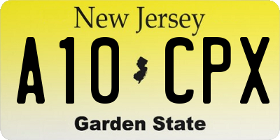 NJ license plate A10CPX