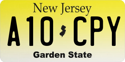 NJ license plate A10CPY