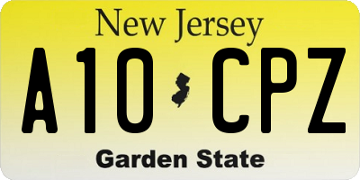 NJ license plate A10CPZ