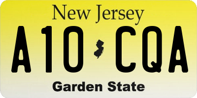 NJ license plate A10CQA