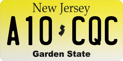 NJ license plate A10CQC