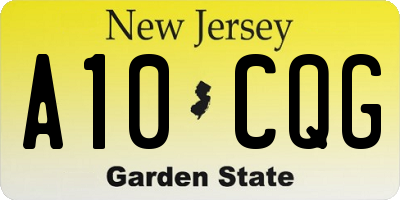 NJ license plate A10CQG