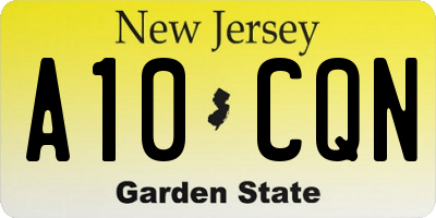 NJ license plate A10CQN