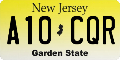 NJ license plate A10CQR