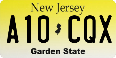 NJ license plate A10CQX