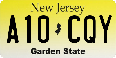 NJ license plate A10CQY