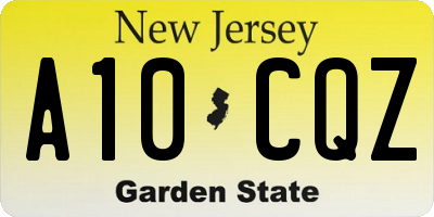 NJ license plate A10CQZ