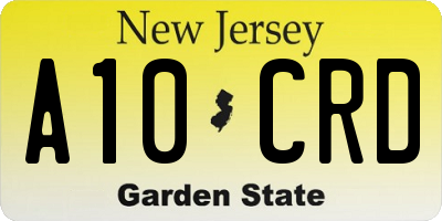 NJ license plate A10CRD
