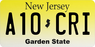 NJ license plate A10CRI