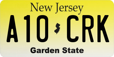 NJ license plate A10CRK