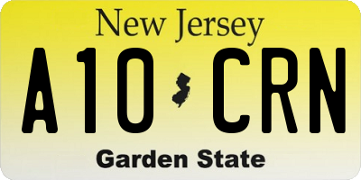 NJ license plate A10CRN