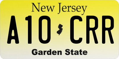 NJ license plate A10CRR