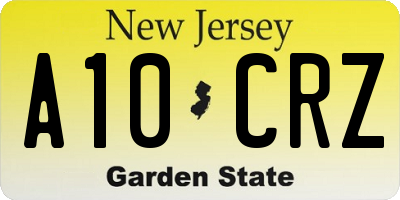 NJ license plate A10CRZ