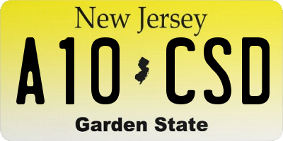 NJ license plate A10CSD