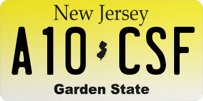 NJ license plate A10CSF