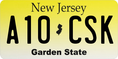 NJ license plate A10CSK