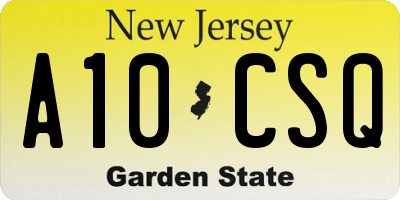 NJ license plate A10CSQ