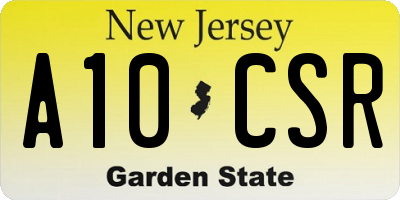 NJ license plate A10CSR