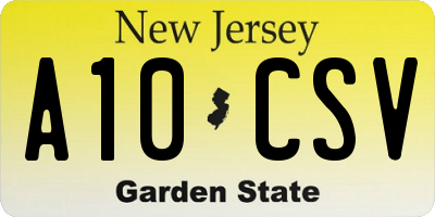 NJ license plate A10CSV