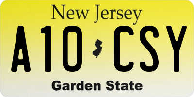 NJ license plate A10CSY