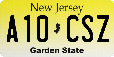 NJ license plate A10CSZ