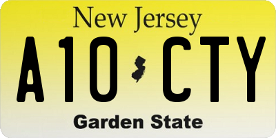 NJ license plate A10CTY